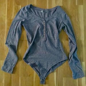 NWOT Free People Intimately bodysuit button down round neck shirt sz. M